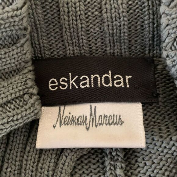 Eskandar Neiman Marcus Mock Neck Sweater Oversized Boxy Olive Green Sz L - Picture 3 of 9